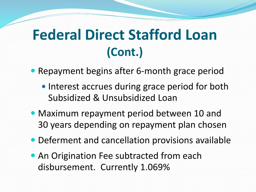 federal direct stafford loan cont