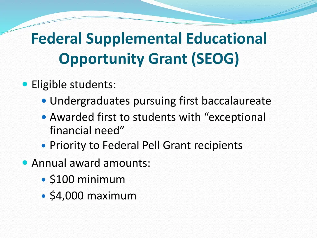 federal supplemental educational opportunity