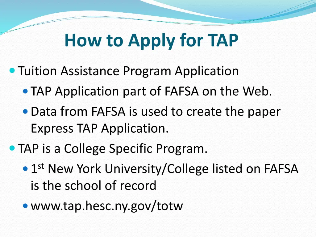 how to apply for tap