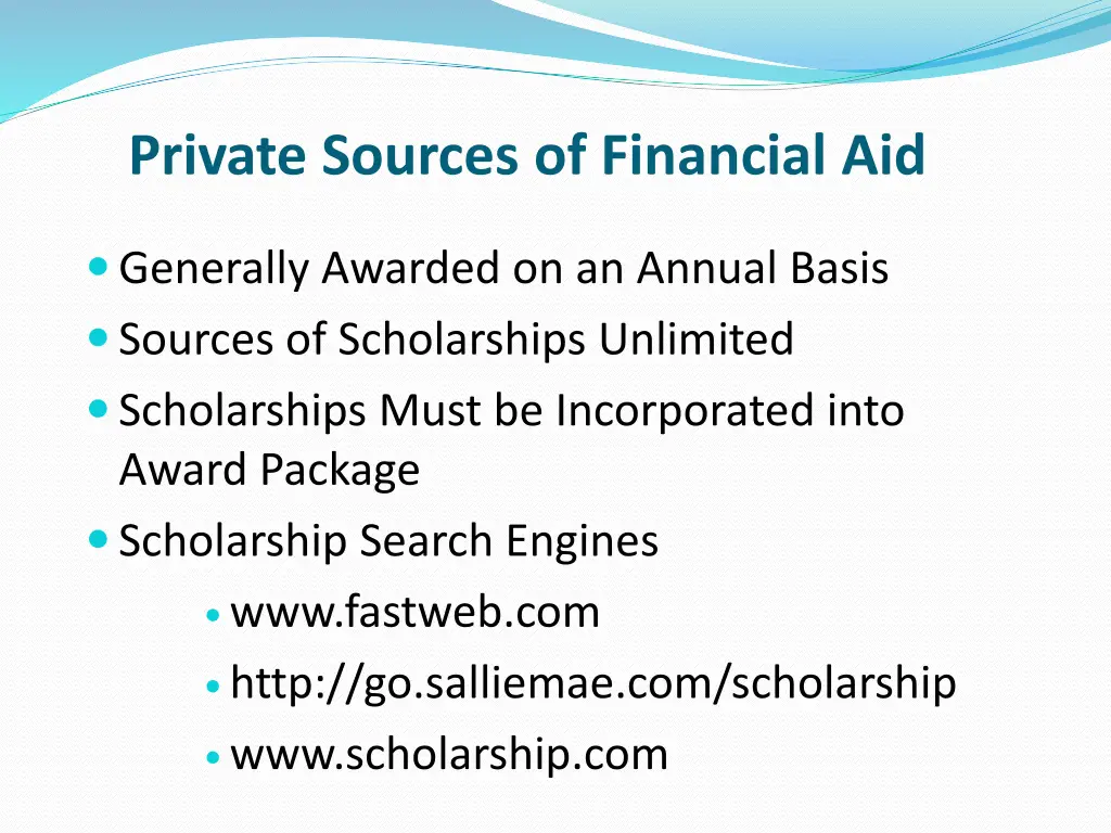 private sources of financial aid