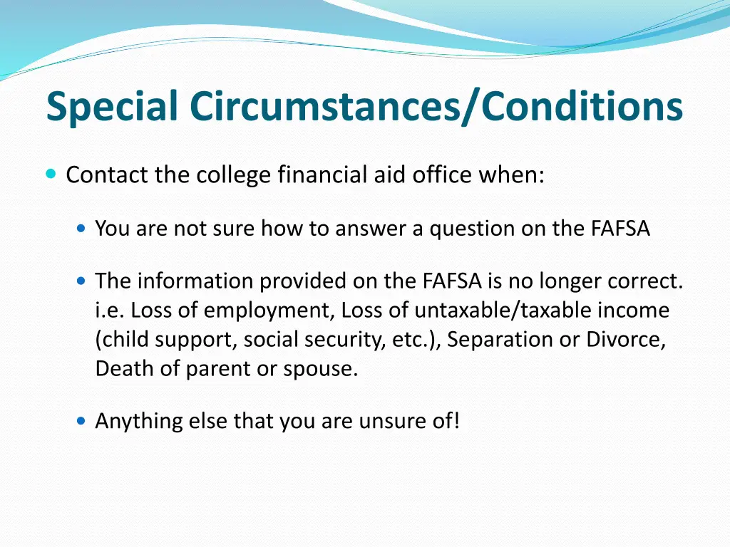 special circumstances conditions