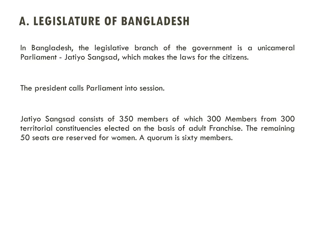 a legislature of bangladesh