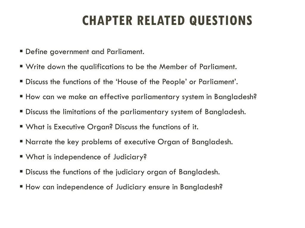 chapter related questions