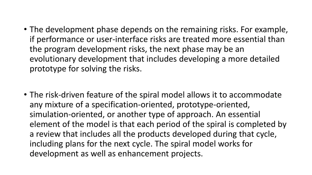 the development phase depends on the remaining