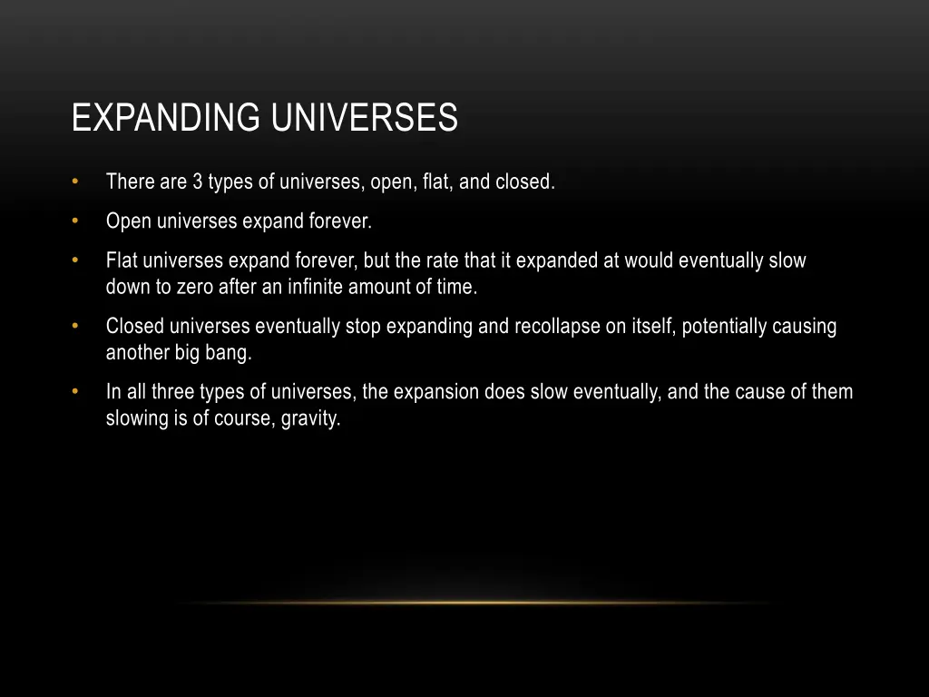 expanding universes