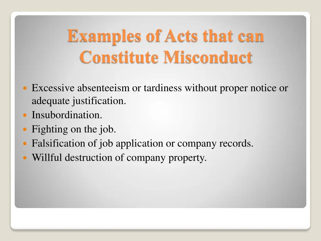 examples of acts that can constitute misconduct