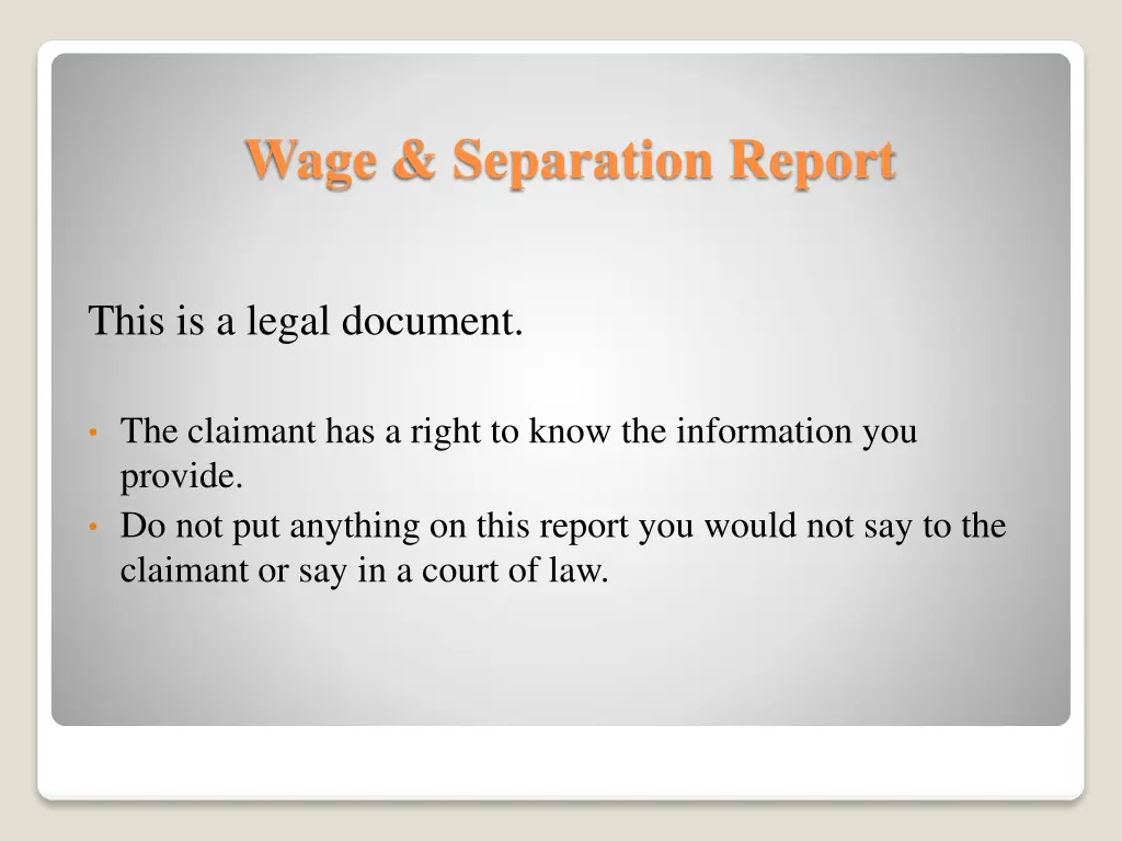 wage separation report