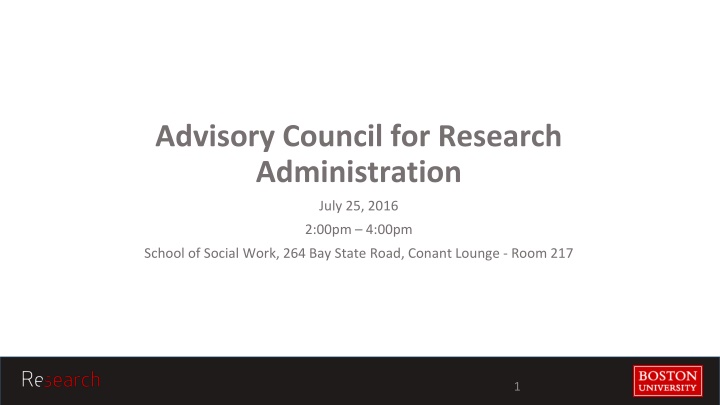 advisory council for research administration
