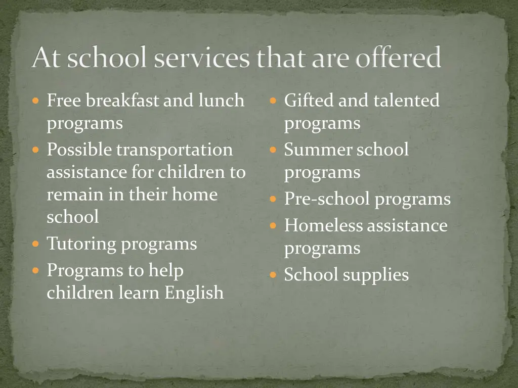 at school services that are offered