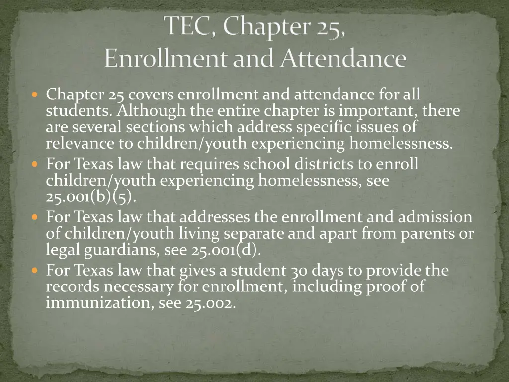 tec chapter 25 enrollment and attendance