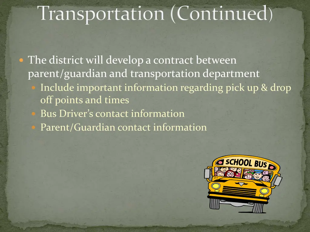 transportation continued