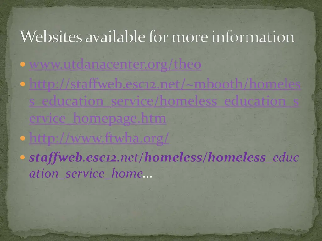 websites available for more information