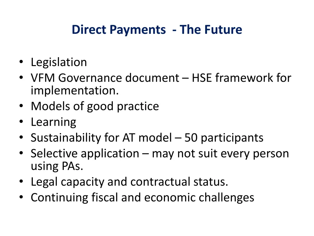 direct payments the future