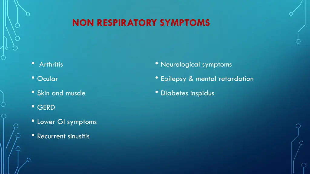 non respiratory symptoms