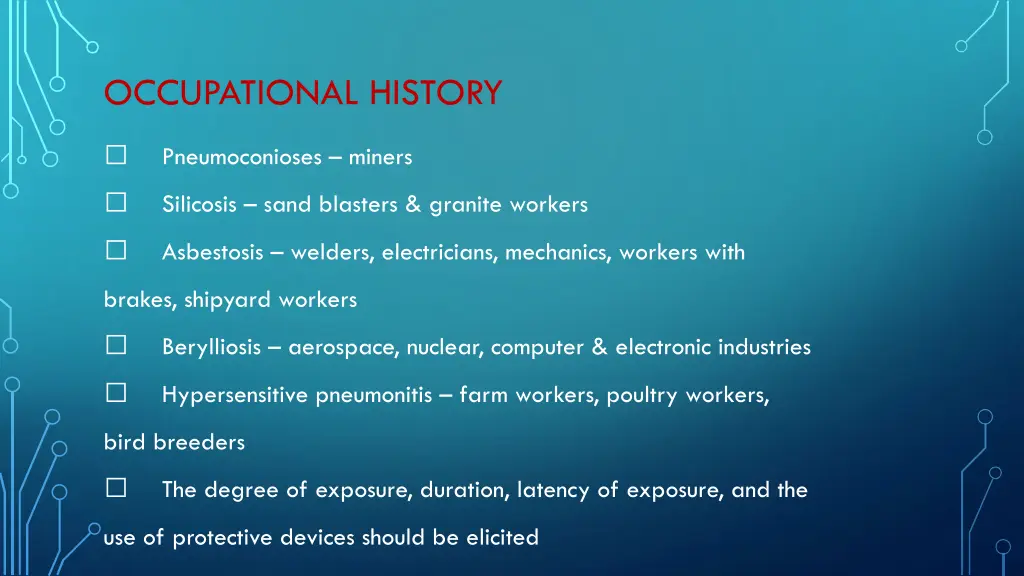 occupational history