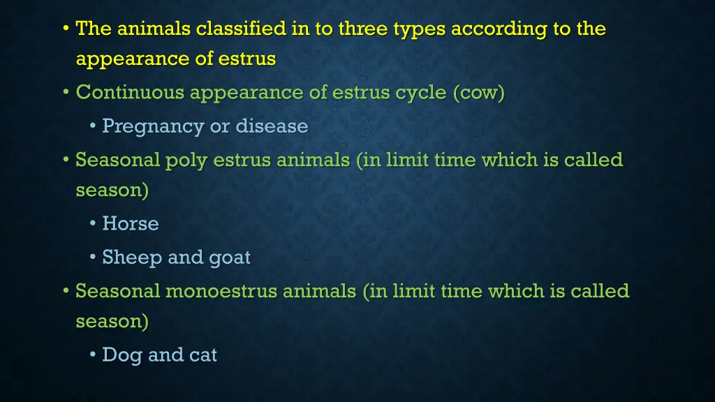 the animals classified in to three types