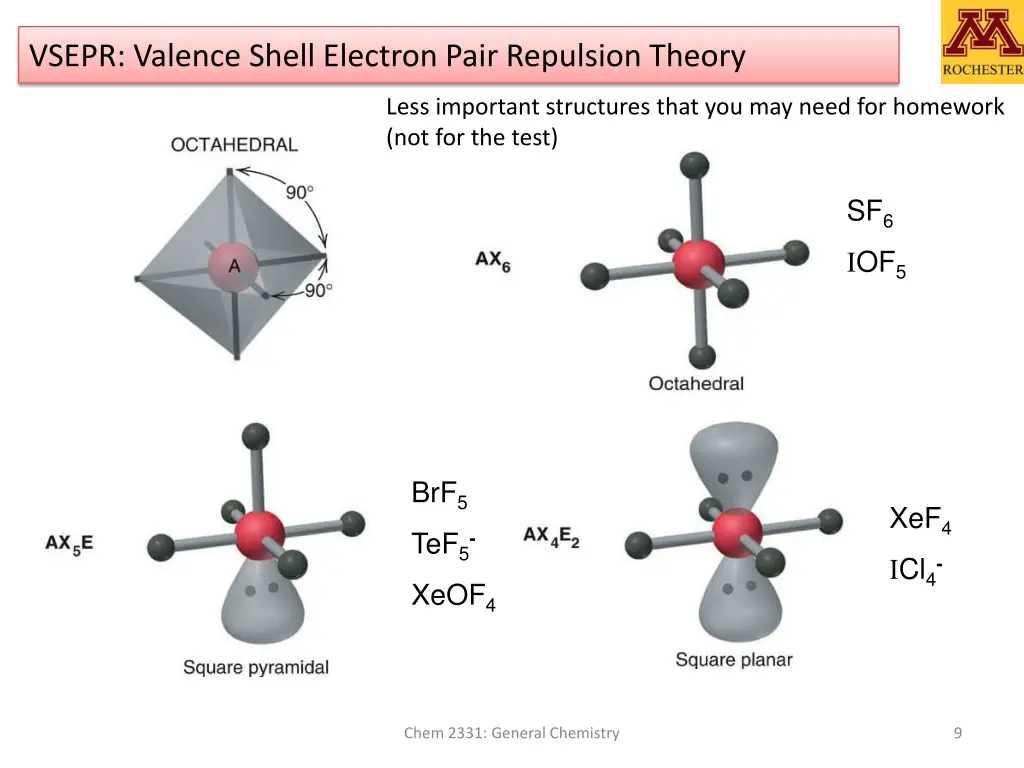 vsepr valence shell electron pair repulsion theory 6
