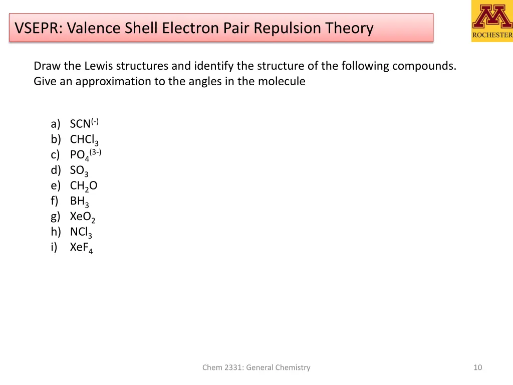 vsepr valence shell electron pair repulsion theory 7