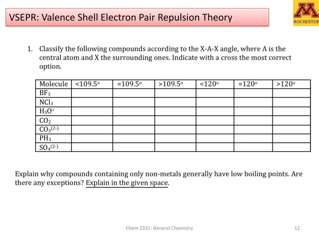 vsepr valence shell electron pair repulsion theory 9