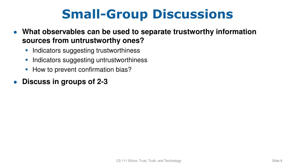 small group discussions
