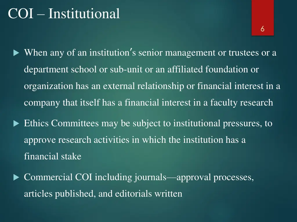 coi institutional