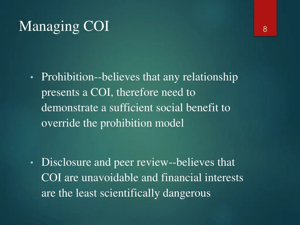 managing coi