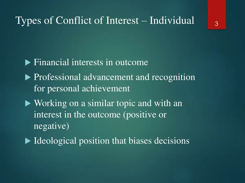 types of conflict of interest individual