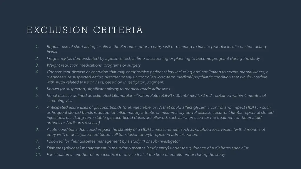exclusion criteria
