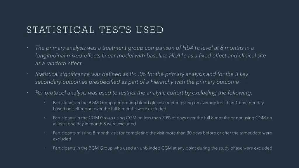 statistical tests used