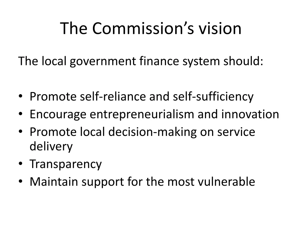 the commission s vision