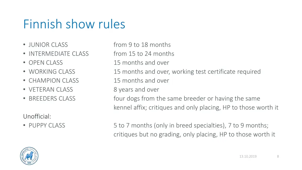 finnish show rules