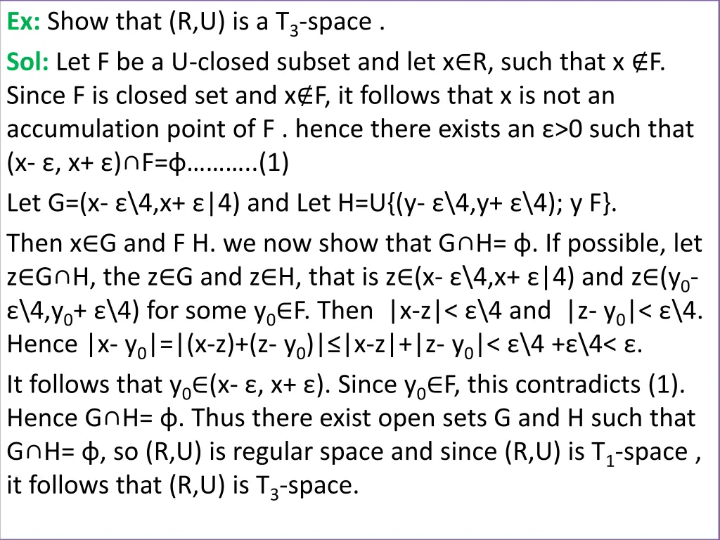 ex show that r u is a t 3 space
