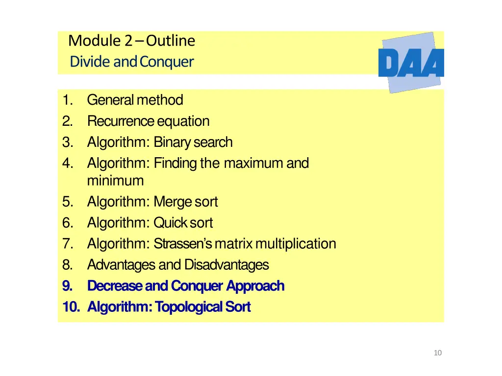 module 2 outline divide andconquer