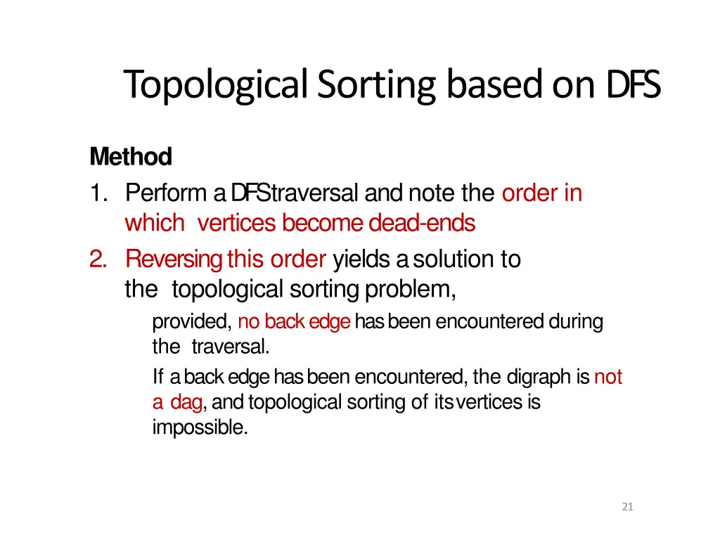 topological sorting based ondfs
