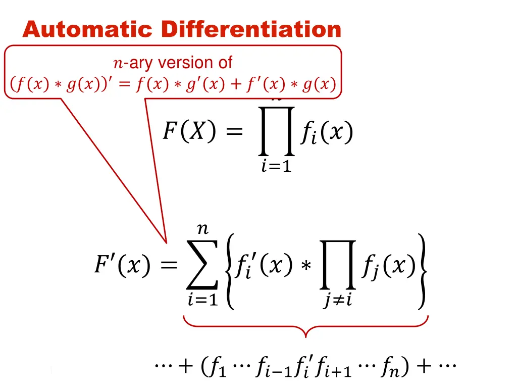 automatic differentiation ary version of