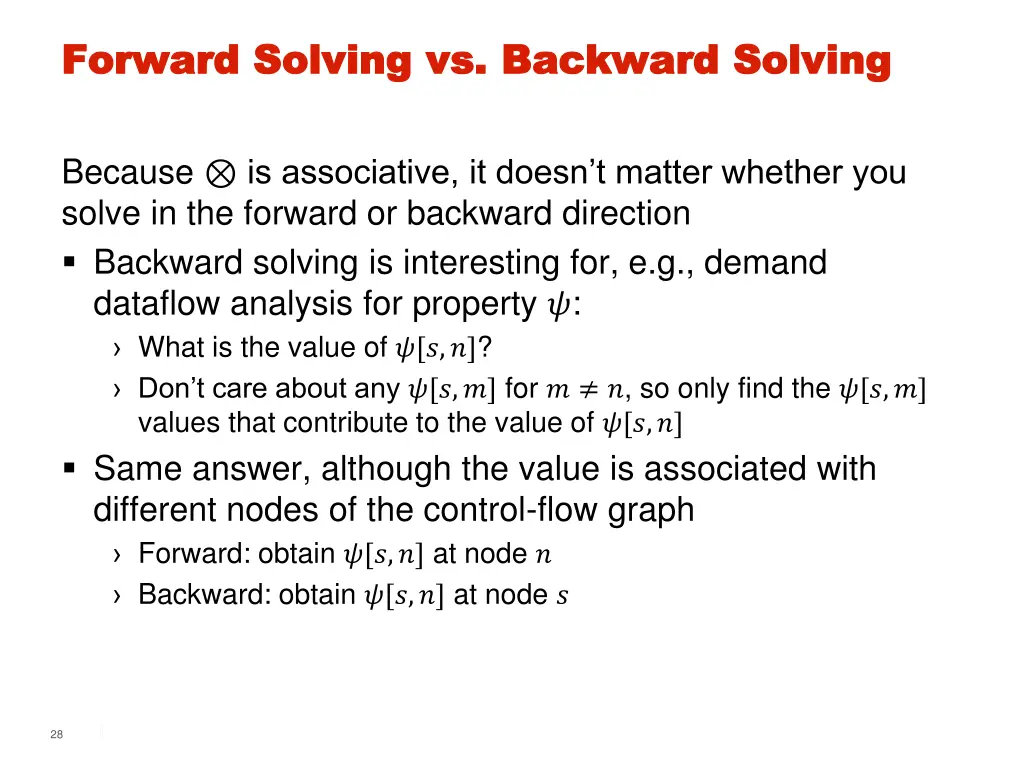 forward solving vs backward solving forward