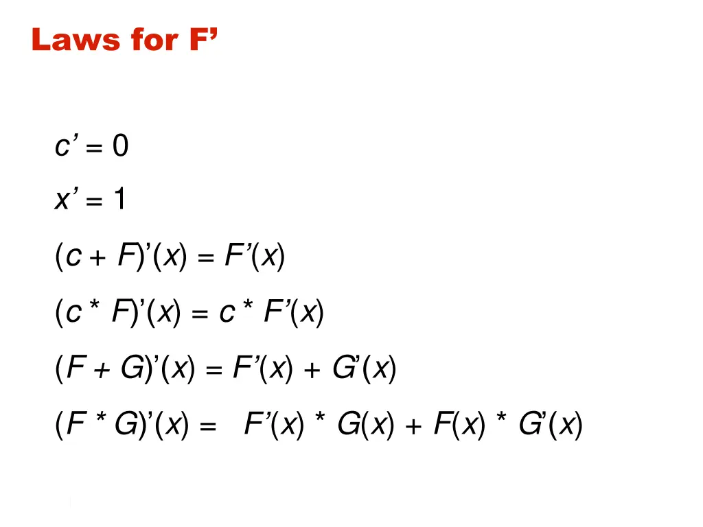 laws for f