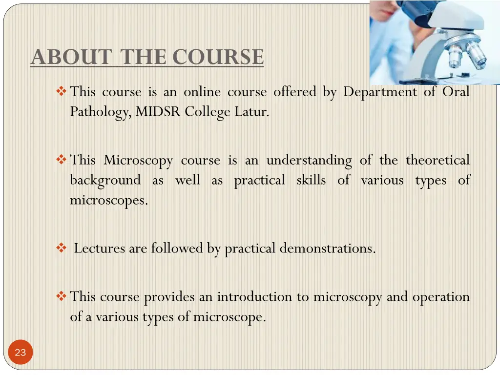 about the course