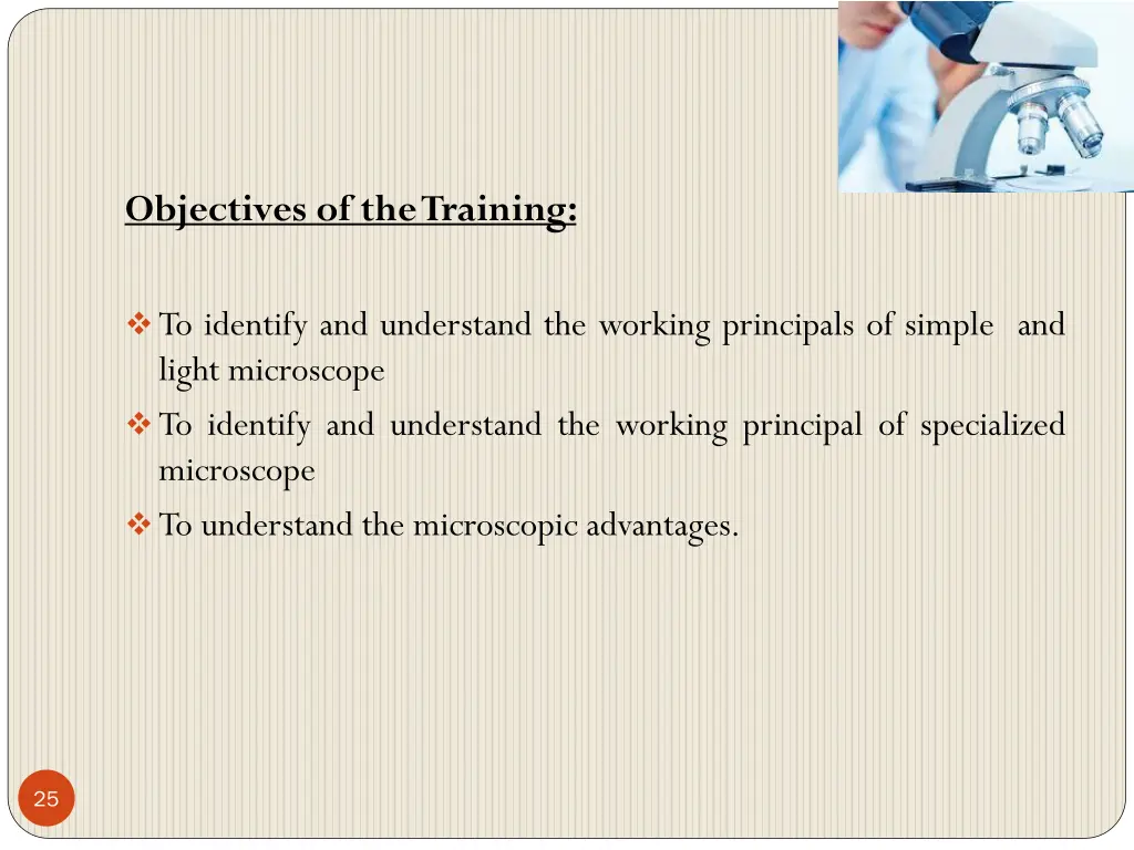 objectives of the training