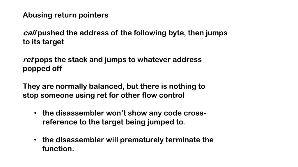 abusing return pointers