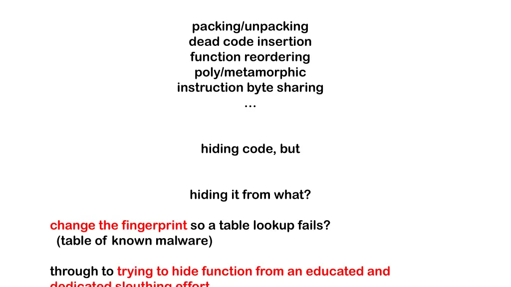 packing unpacking dead code insertion function