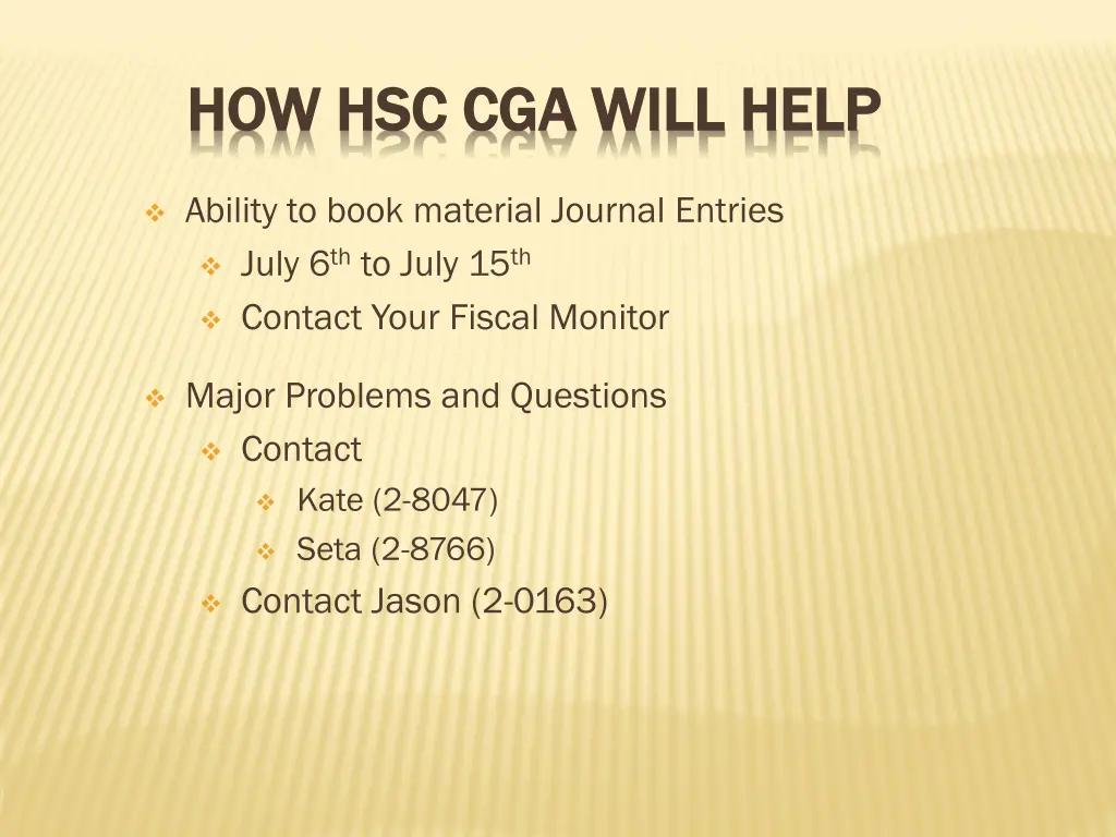 how hsc cga will help how hsc cga will help