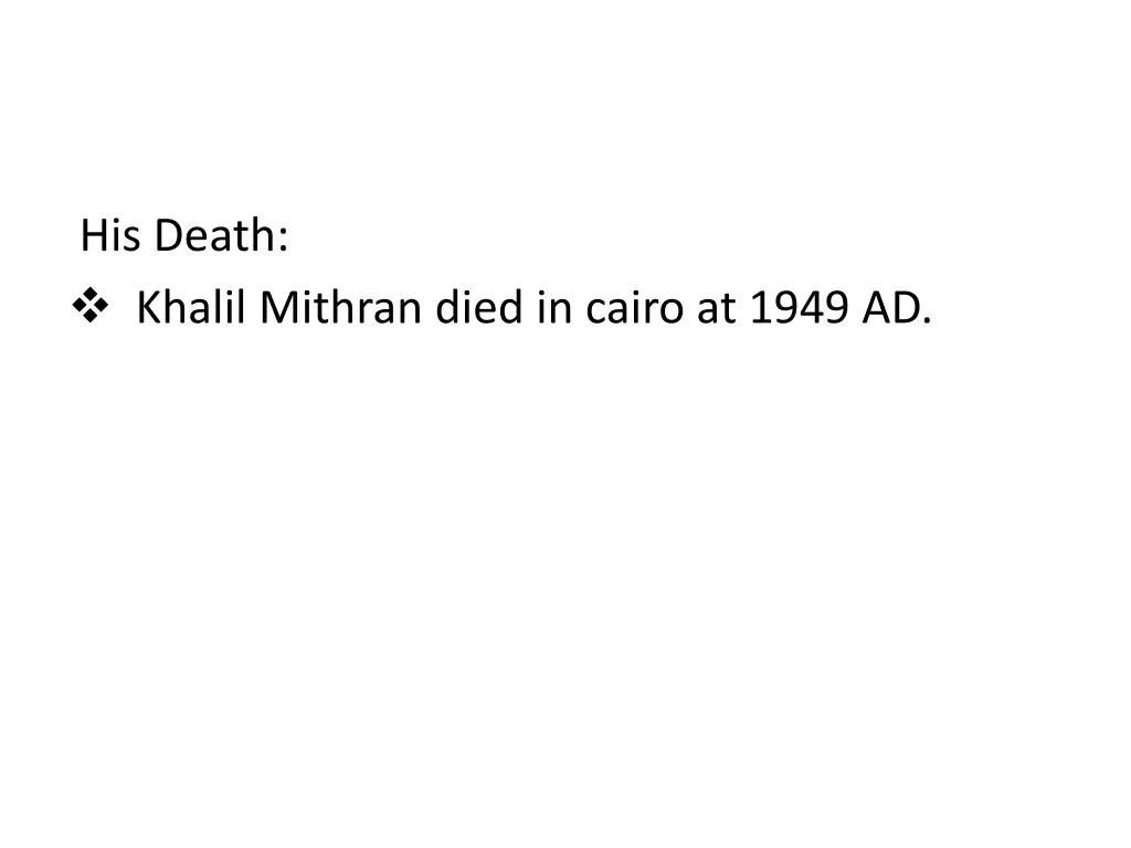 his death khalil mithran died in cairo at 1949 ad