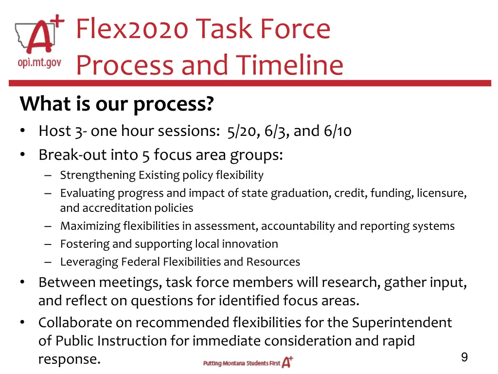 flex2020 task force process and timeline