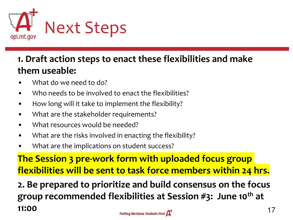 next steps