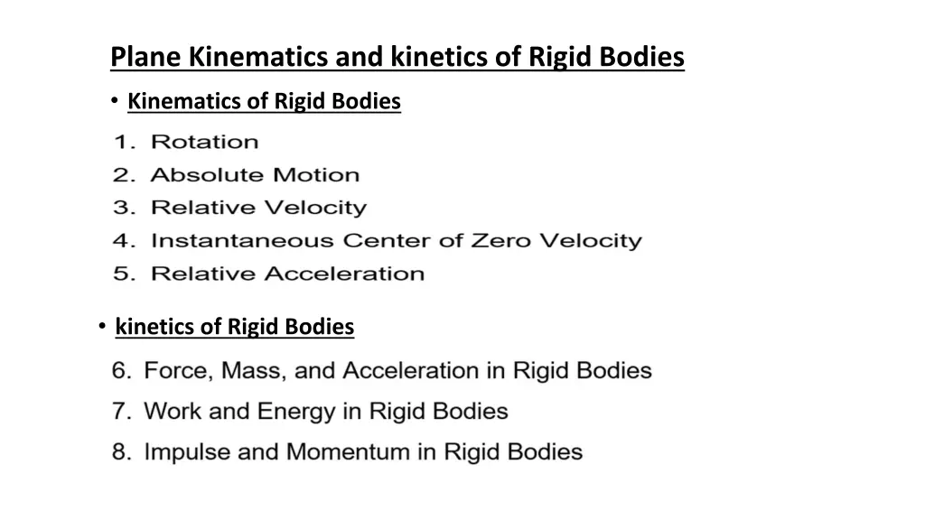 plane kinematics and kinetics of rigid bodies