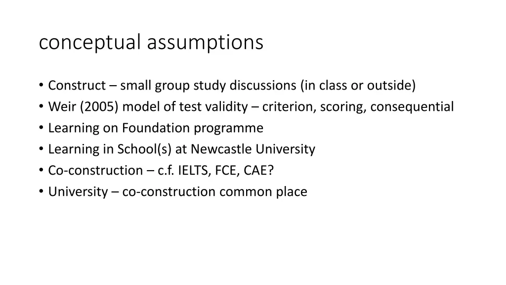 conceptual assumptions