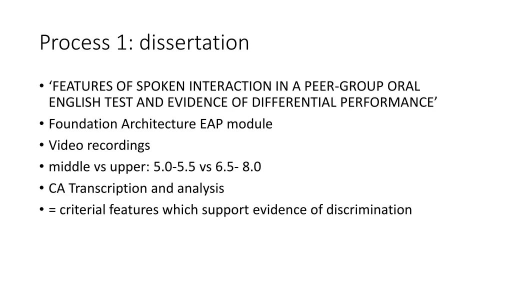 process 1 dissertation
