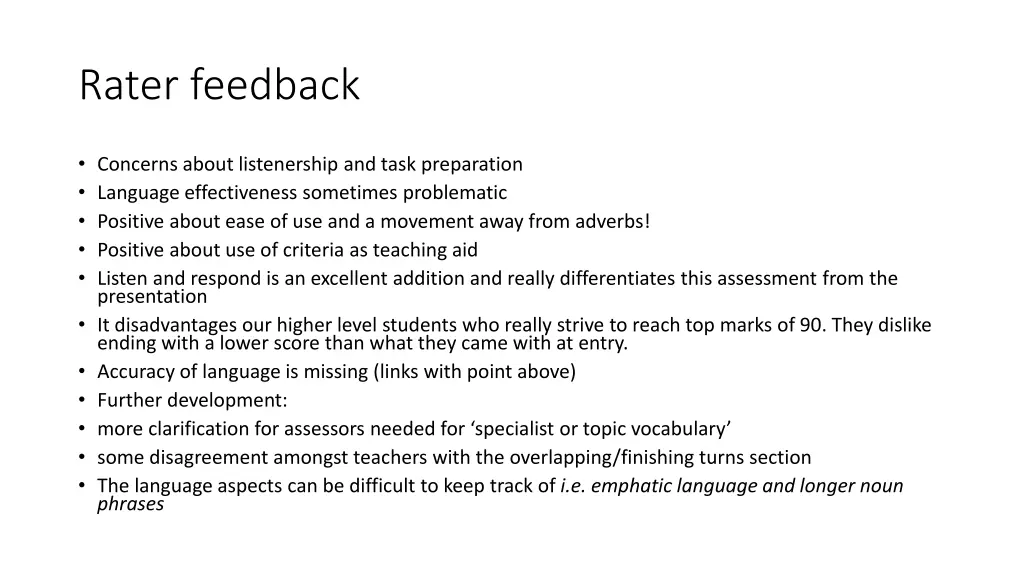 rater feedback