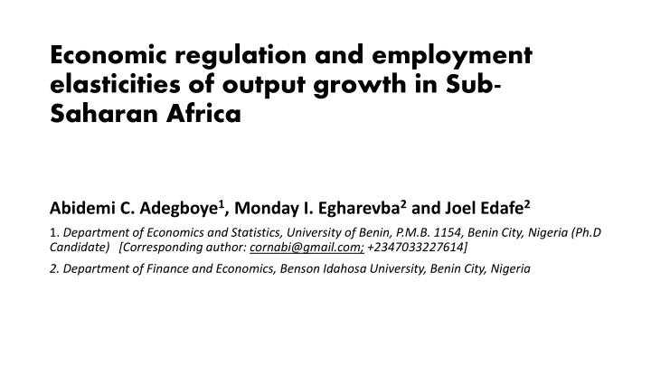economic regulation and employment elasticities